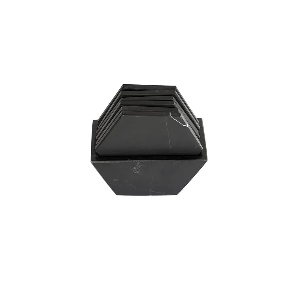 Portavasos Hexagonales Negro (Mármol Negro).webp