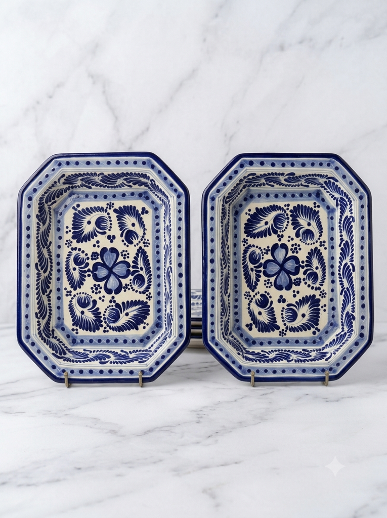 Plato Talavera Rectangular Azul.webp