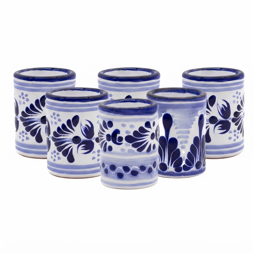 Set de 6 Vasos Tequileros de Talavera