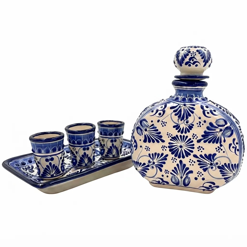 Set de Licorera con Charola y 3 Tequileros de Talavera_B.webp