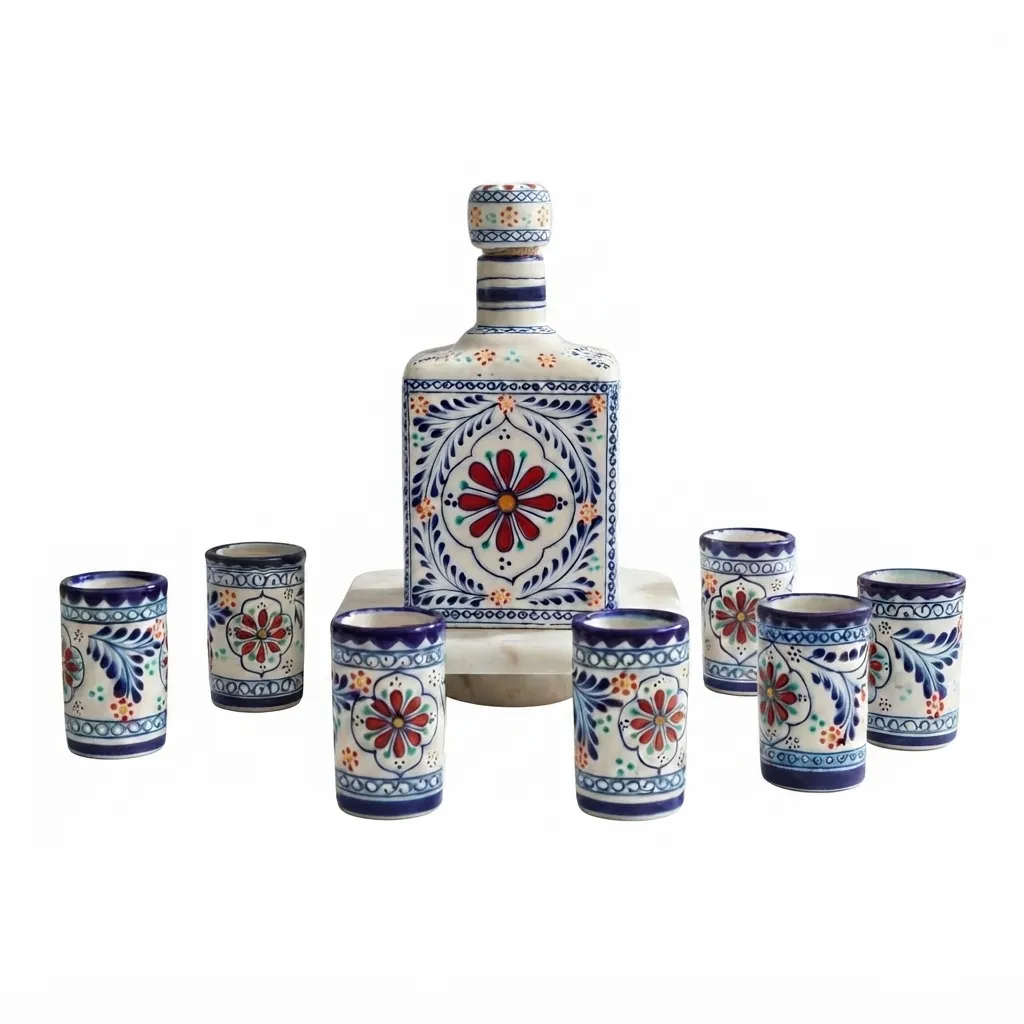 Set de Botella y 6 Tequileros de Talavera_B.webp
