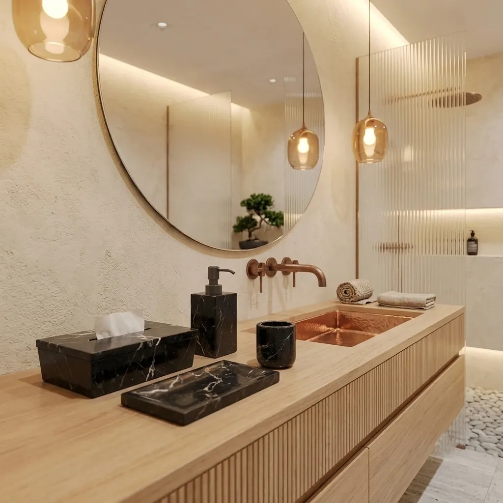 Set de Baño Grande (Mármol Negro)