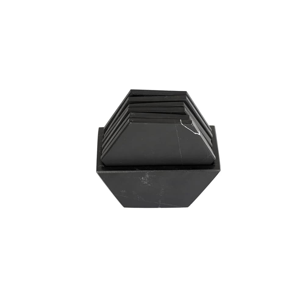 Portavasos Hexagonales Negro (Mármol Negro)