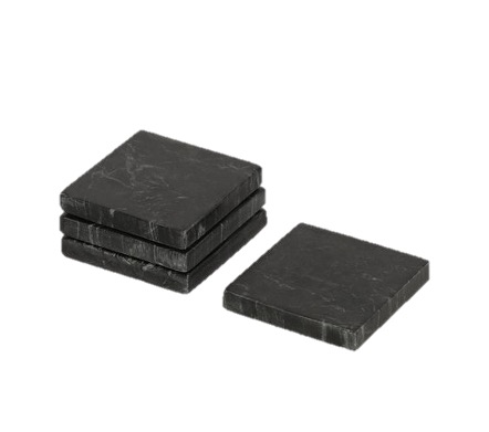 Set de Portavasos Cuadrados (Mármol Negro)