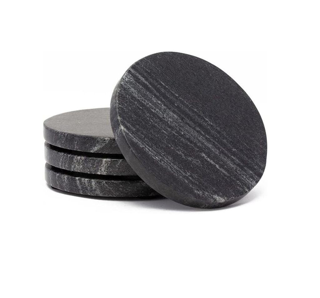Set de Portavasos Redondos (Mármol Negro)