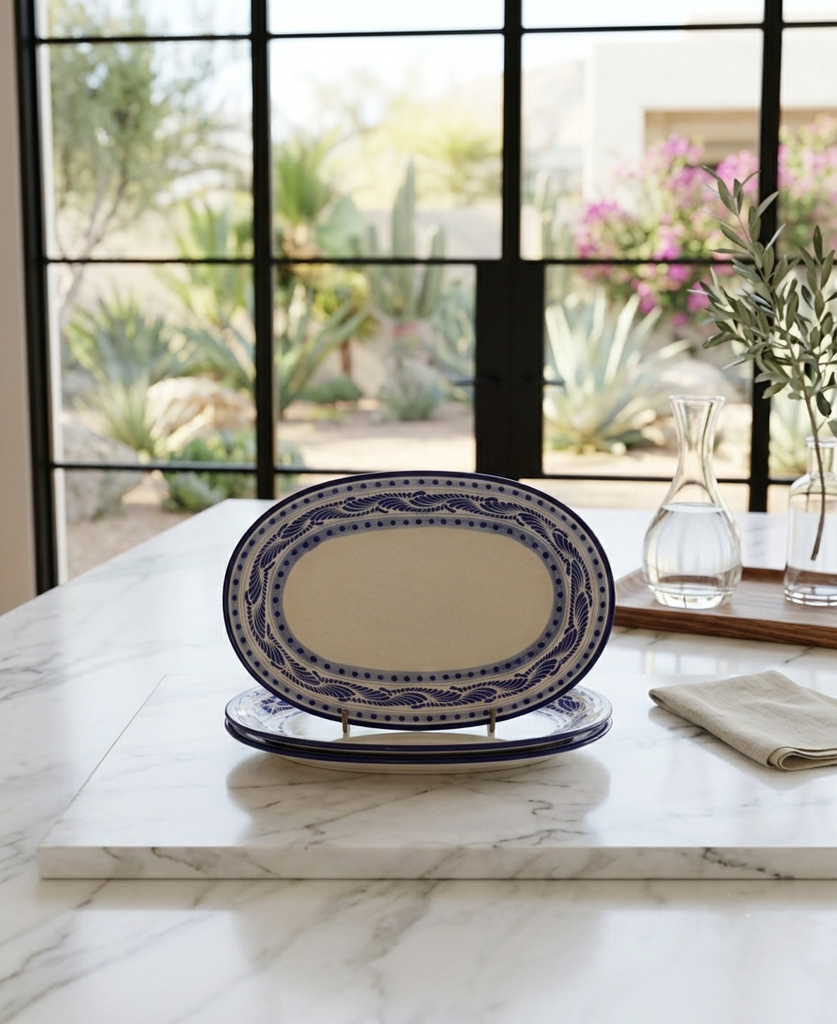 [TAL-PLTO-AZ] Plato Ovalado de Talavera Azul