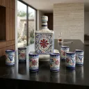 Set de Botella y 6 Tequileros de Talavera