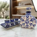 Set de Licorera con Charola y 3 Tequileros de Talavera