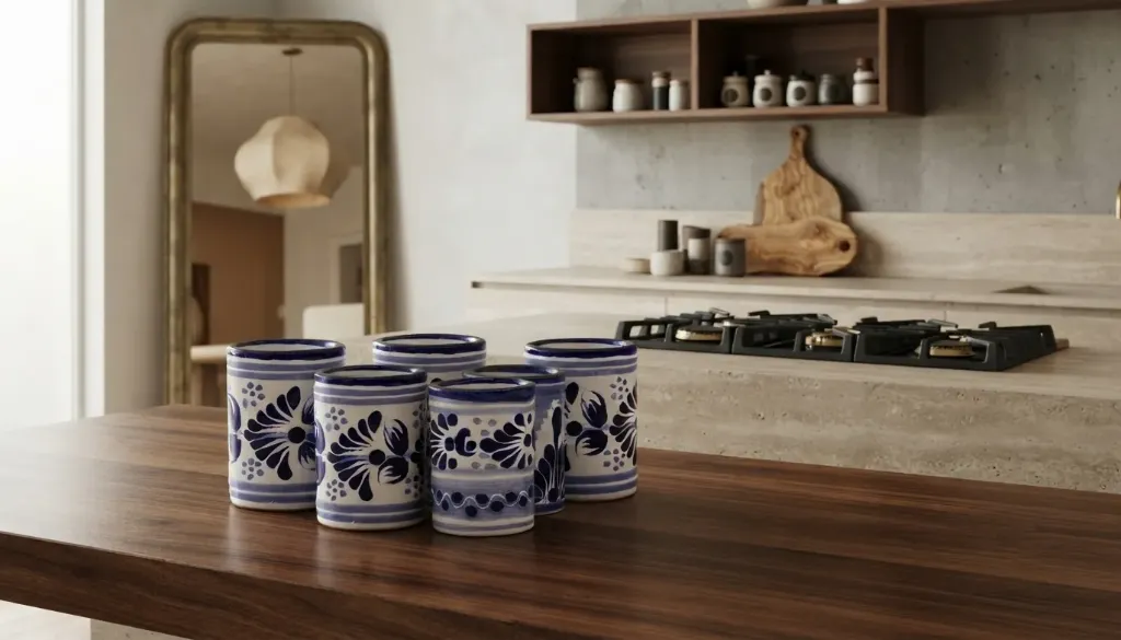 [TAL-SET-MZC-B] Set de 6 Vasos Tequileros de Talavera