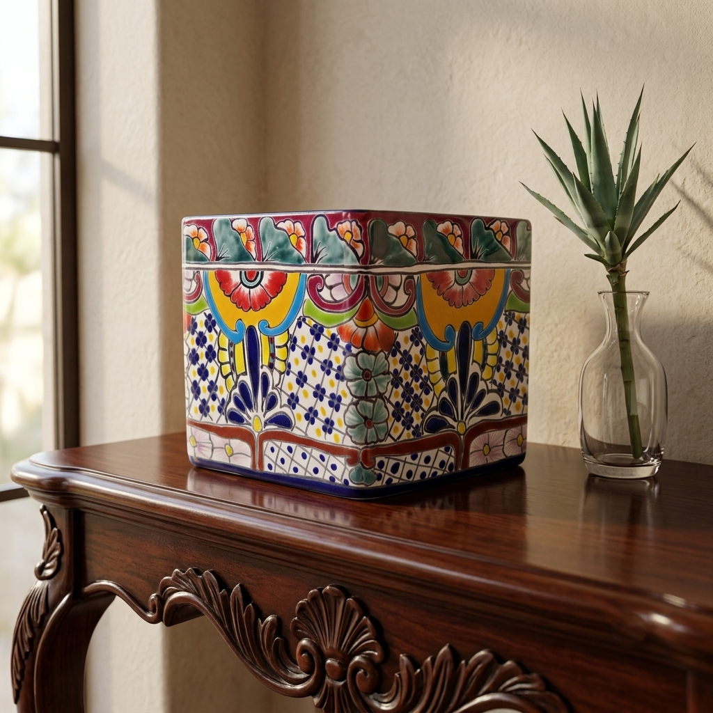 Maceta Cuadrada de Talavera
