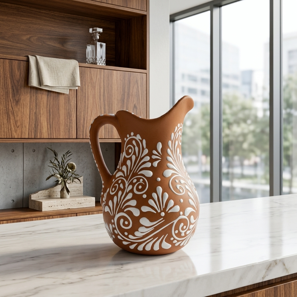Jarra de Talavera 3ltrs (Terracota-Blanco)